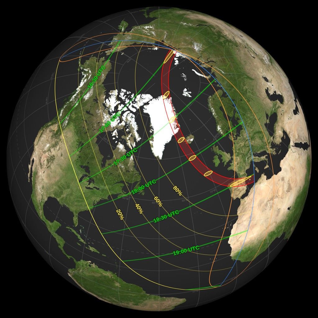 NASA map of the August 12, 2026 total solar eclipse path